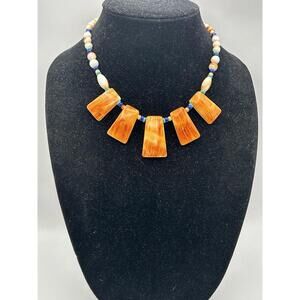 Spiny Oyster Shell Heishi Necklace Orange/White 18 Inches!